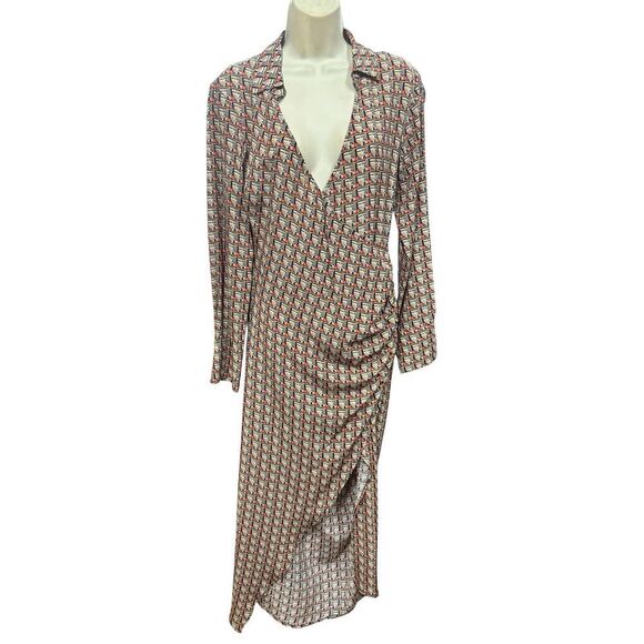 Le Superbe Faux Wrap Dress in Geometric Print NWT Size 4 - Picture 2 of 5
